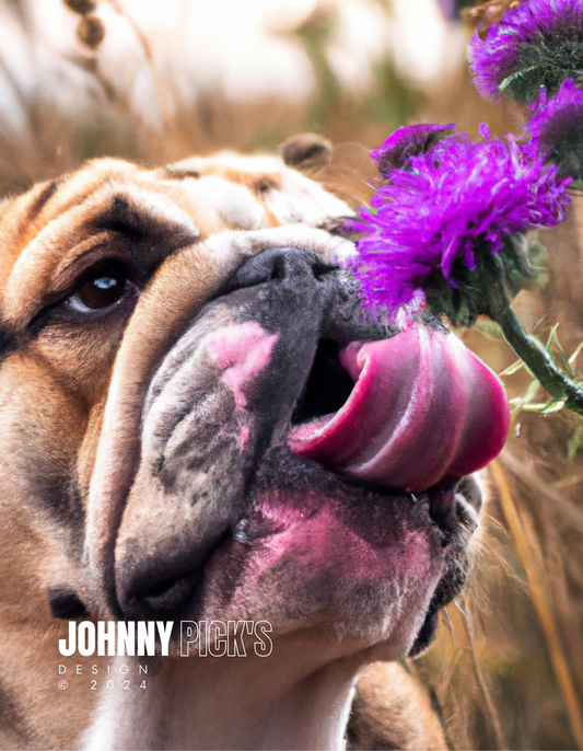 Bulldog Licking P*** off a Thistle - Limted Print